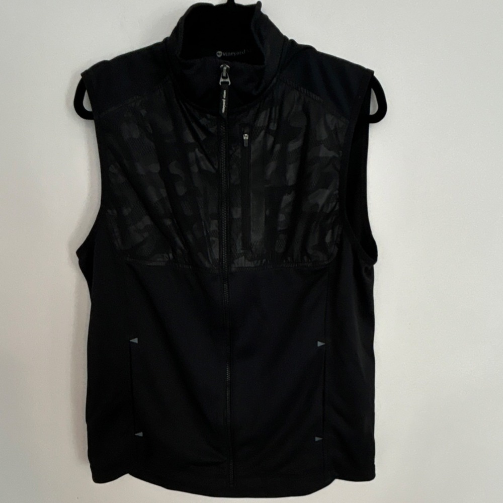 vineyard vines OTG Fairhaven Mens Black Camo Vest Size M Full Zip Outerwear